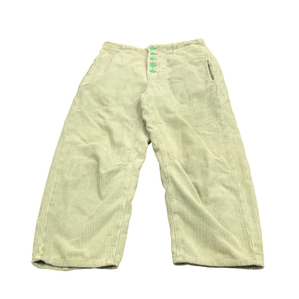 We The Free Osaka Mid Rise Barrel Pants Womens 28 Sage Green Corduroy Button Fly